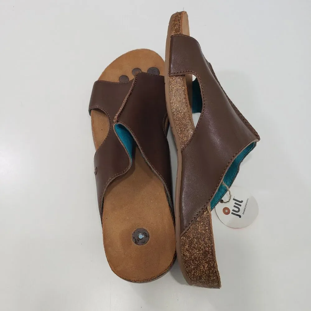 New Juil Mesa Women's Brown Leather Slip In Sandals, Size 10 - Picture 3 of 9